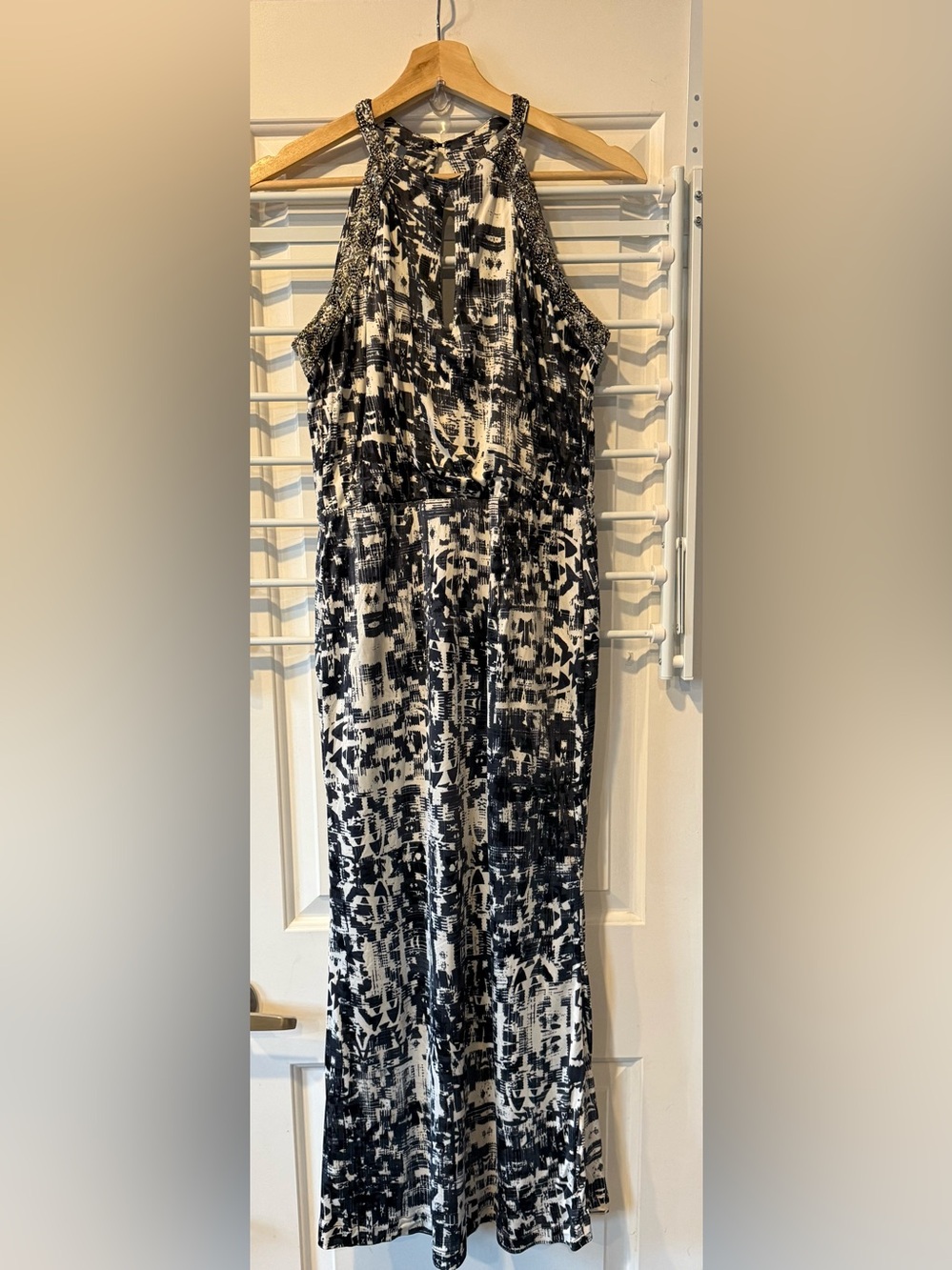 Parker Black and White Maxi Dress with Halter Neck